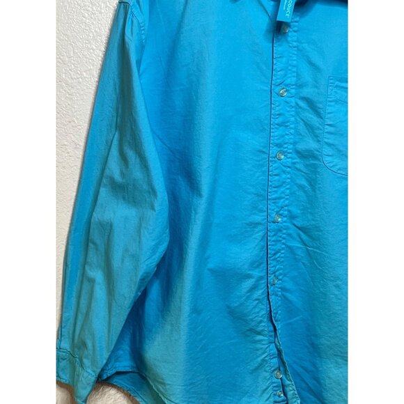 NWT Fresh Produce Men'S XXL Blue 100% Cotton Button-Up Shirt With Chest Pocket - Picture 6 of 16